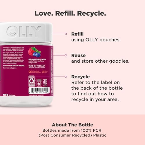 OLLY Women's Multivitamin Gummies - Immune & Overall Health Support with Vitamins A, D, C, E, Biotin & Folic Acid - Berry Flavor, 130 Count (65 Day Supply)