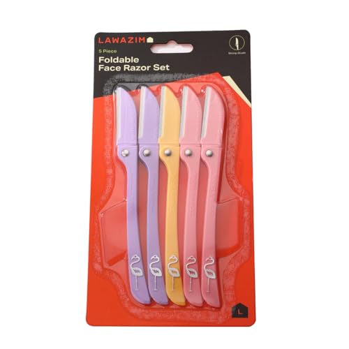 Lawazim 5-Piece Eyebrow Razor Shapers - Foldable Facial Razors & Trimmer