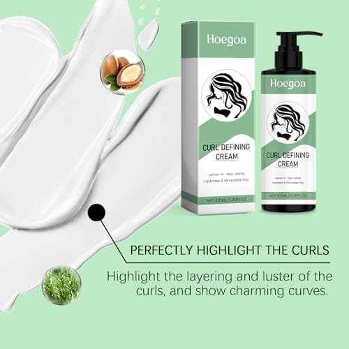 Curl Defining Cream for Natural Hair – Long-Lasting Hydration, Frizz Taming, Elasticity Boost with Argan Oil, Vitamin E & Keratin