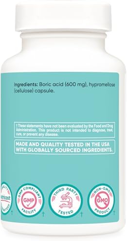 Nutricost Boric Acid Suppositories: 600mg, 30 Capsules - Vaginal Health Support