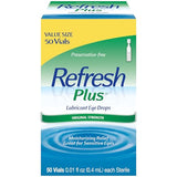 Refresh Plus Lubricant Eye Drops - Preservative-Free, 50 Single-Use Vials