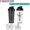 -2 Pack- 28 oz Protein Shaker Bottles for Protein Mixes - 2x Wire Whisk | Leak Proof Shaker Cups for Protein Shakes | Protein Shaker Bottle Pack | Shakers for Protein Shakes-Black&Transparent