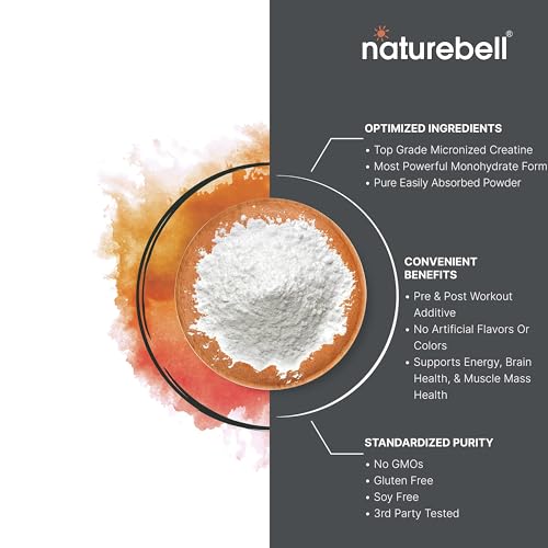 NatureBell Instant Creatine Monohydrate Powder 500g - Unflavored, Micronized, Keto & Vegan Friendly