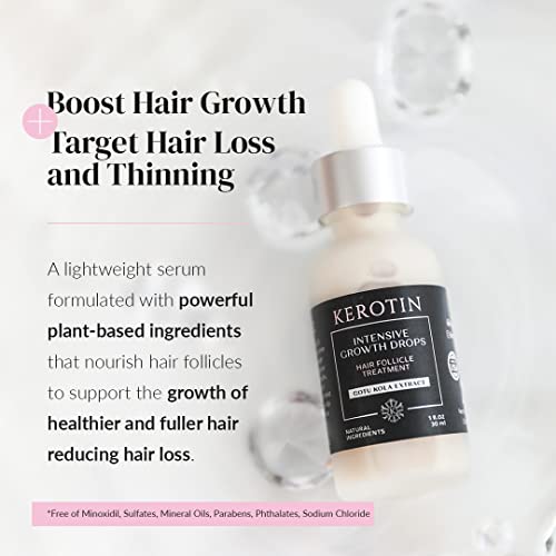 Kerotin Intensive Hair Growth Serum - Boost Density & Reduce Loss, 1 Month Supply