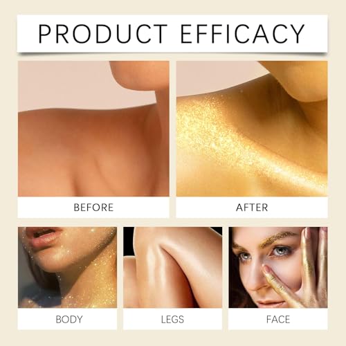 Gold Body Shimmer Oil - Illuminating Glitter Lotion for All Skin Types