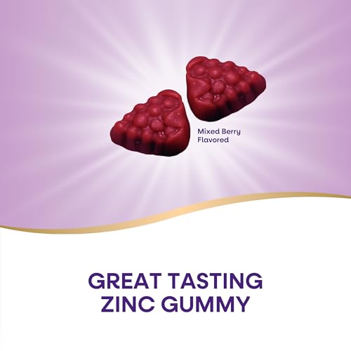Nature's Way Zinc Gummies - Daily Immune Support with 100% DV Zinc per Gummy, Mixed Berry Flavor, 120 Gummies