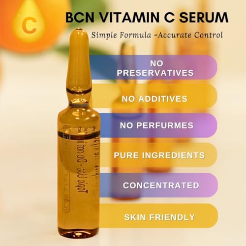 Pure Vitamin C 20% Brightening Serum Ampoules - Dark Spot & Anti-Aging Treatment (10x5ml)