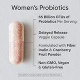 Sports Research Probiotics with Prebiotics & Cranberry - Women's Probiotic Blend 65 Billion CFU | Gluten Free, Non-GMO, Vegan Certified | 30 Delayed-Release Veggie Caps
