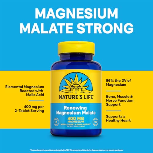 Nature's Life Magnesium Malate 100 Tablets (200mg) - Energy & Muscle Support