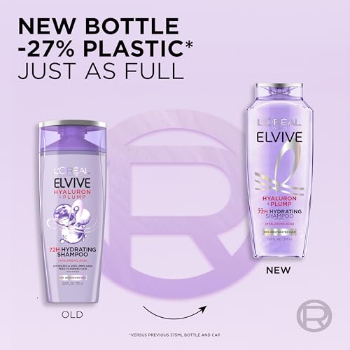 L'Oréal Paris Elvive Hyaluron Plump Hydrating Shampoo, Dehydrated Hair, 12.6 oz, Paraben-Free