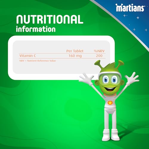 Martians ImmuneActive Kids Vitamin C Chewables - Cherry Flavor 60 Tablets Vegan