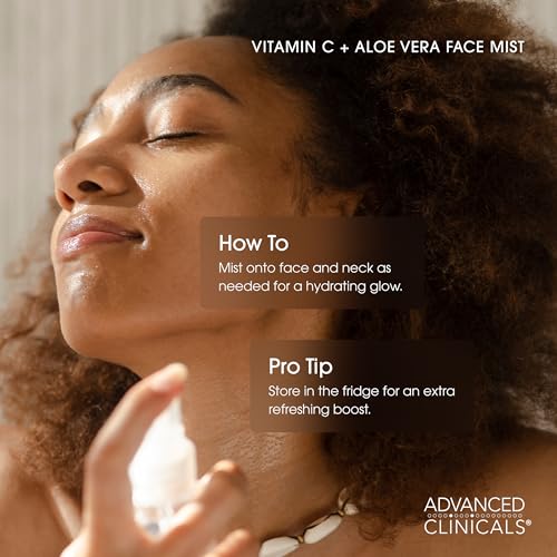 Advanced Clinicals Vitamin C Ferulic Acid Glow Face Mist Spray | Antioxidant Mist for Brightening & Hydration