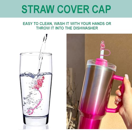 Flamingo Pink Stork Straw Covers for Stanley Cup - 2 Pcs Silicone