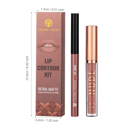 YOUNG VISION Liquid Lipstick & Lip Liner Combo Set - Matte Lip Contour Kit