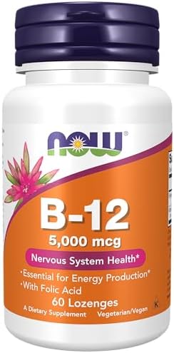 NOW B-12 5000 mcg Lozenges with Folic Acid - 60 Count