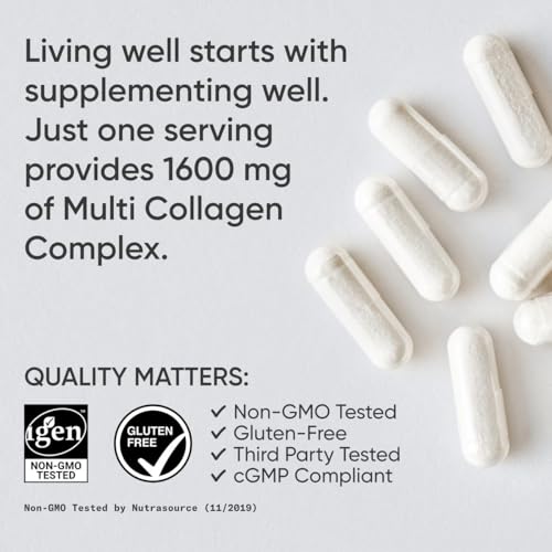 Sports Research Multi Collagen Complex (Types I, II, III, V, X) with Hyaluronic Acid & Vitamin C - 90 Capsules