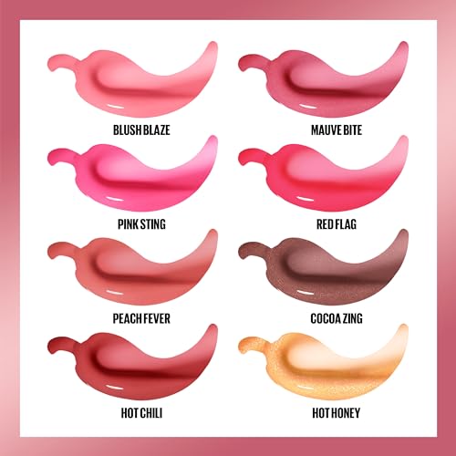 Maybelline Lifter Gloss Lifter Plump - Cocoa Zing | Plumping Lip Gloss with Chili Pepper & 5% Maxi-Lip | Sheer Cool Brown | 1 Count
