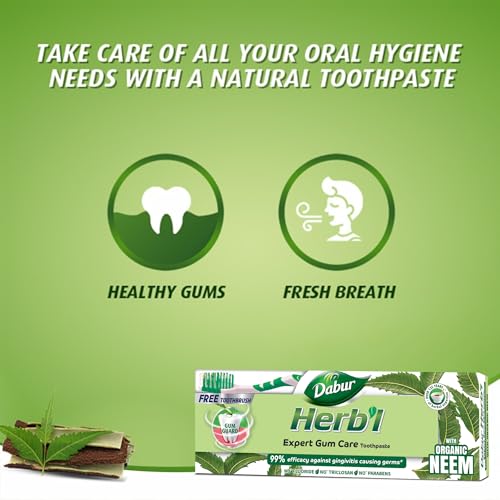Dabur Herb'l Natural Toothpaste with Neem for Gum Care (150g)