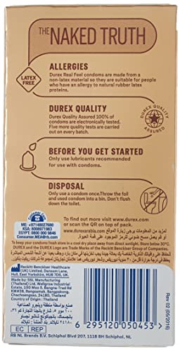 Durex Real Feel Condoms 6-Pack - Ultra-Thin for Natural Sensation & Intimate Comfort