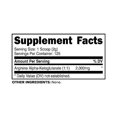 Primaforce AAKG Powder - Pure Arginine Alpha-Ketoglutarate 250g for Nitric Oxide & Workout Performance