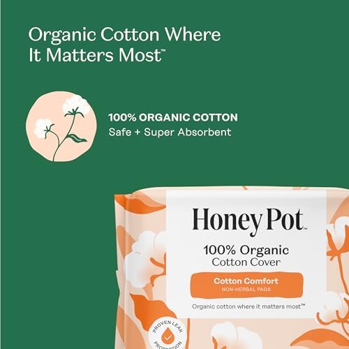 The Honey Pot Company, Non-Herbal Pads with Wings, Organic Regular, 20 Count