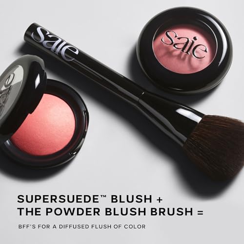 Saie Powder Blush Brush - Fluffy, Tapered Powder Brush for Seamless Application