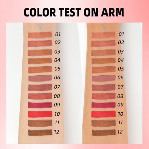 12 Colors Matte Velvet Lip Liner Set - Long Lasting Waterproof Lipstick Pencil