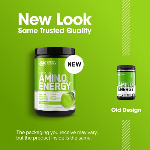 Optimum Nutrition Amino Energy Pre Workout Powder - Green Apple, 270g (30 Servings) | BCAA, Amino Acids, Green Tea & Coffee Extract | Keto-Friendly, Sugar-Free