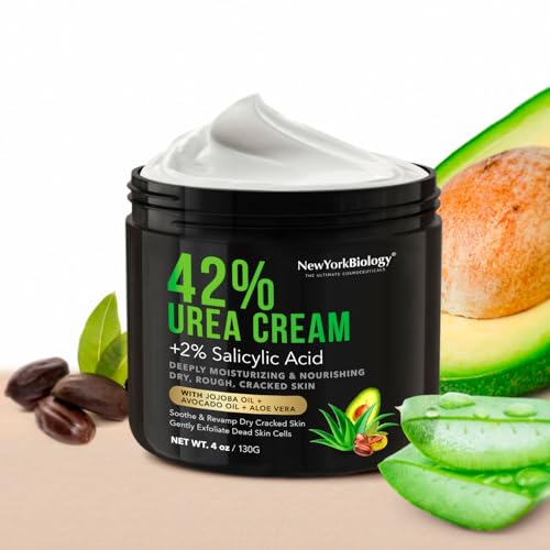 New York Biology 42% Urea Cream with 2% Salicylic Acid - Moisturizing Foot Cream for Dry Cracked Heels & Calloused Feet - 4 oz