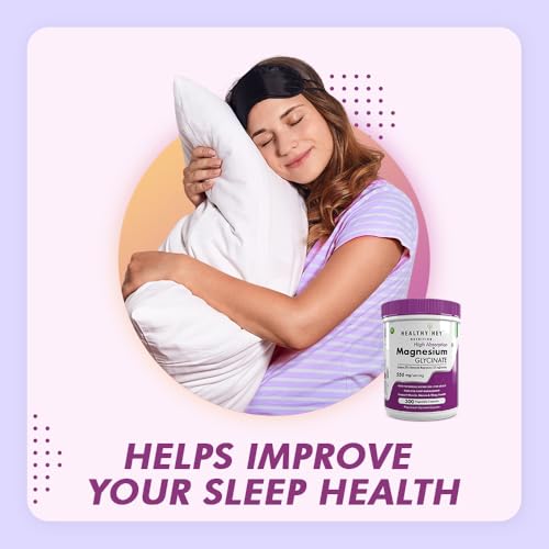 HealthyHey High Absorption Magnesium Glycinate Chelated - 300 Vegetable Capsules for Sleep & Nerve Health