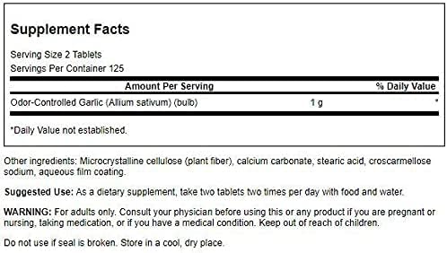 Swanson Odor-Controlled Garlic - 500mg, 250 Tablets