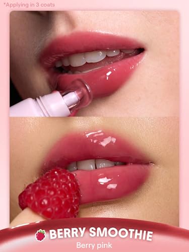 SHEGLAM Crystal Glaze Moisturising Lip Gloss - Hydrating Jelly Long Lasting Waterproof Plumping Lip Gloss Berry Smoothie