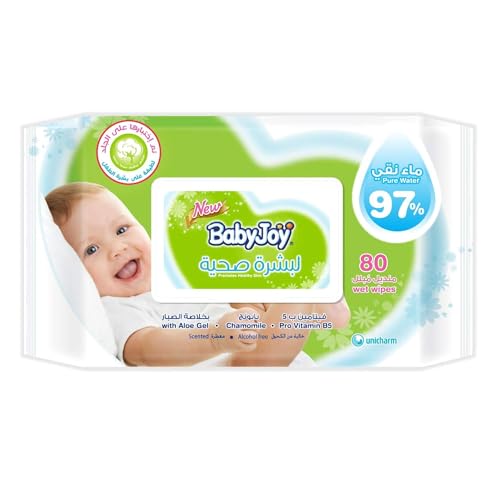 Babyjoy Healthy Skin Baby Wipes - Pack of 80 Gentle Cleansing Wipes for Sensitive Skin
