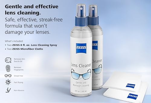 Zeiss Lens Care Pack - Two 8 oz Bottles of Lens Cleaner, Two Microfiber Cleaning Cloths