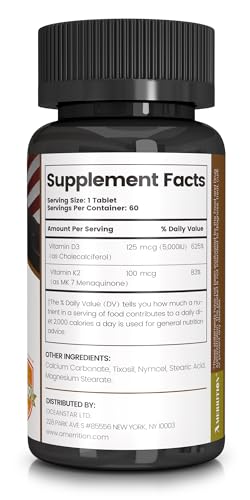 Amerrition VD3K2 - D3 and K2 Complex for Bone & Heart Health - 60 Servings