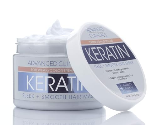 Advanced Clinicals Keratin Hair Mask: Repair & Restore Damaged Hair (12oz)
