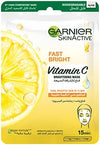 Garnier Vitamin C Instant Brightening Sheet Mask w/ HA, 15 Min Glow