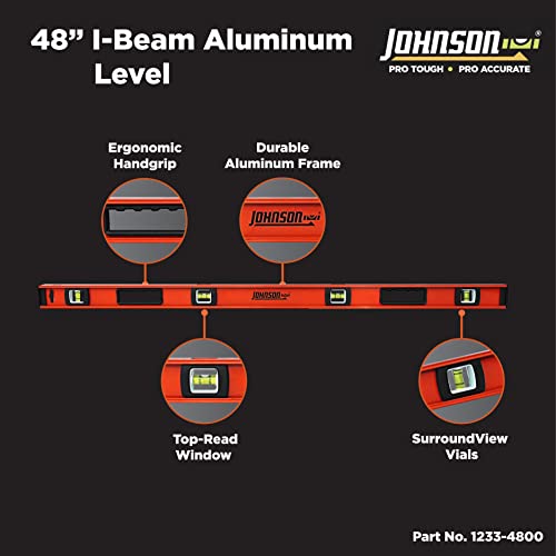 Johnson Level 1233-4800 48 Heavy Duty I-Beam Aluminum Level