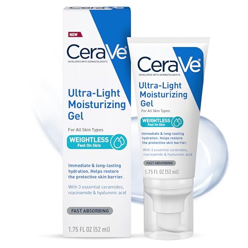 CeraVe Ultra-Light Moisturizing Gel - Oil-Free with Ceramides, Niacinamide & Hyaluronic Acid - 1.75 FL Oz