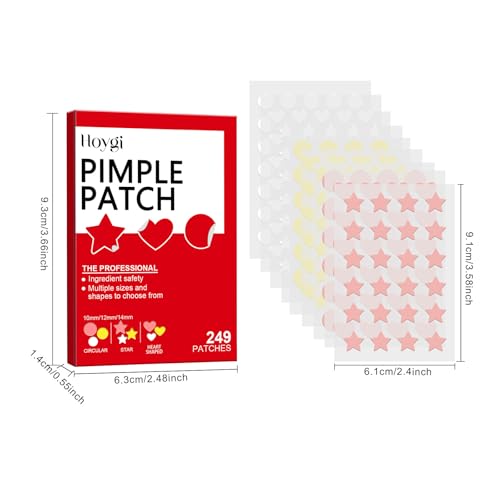Pepisk 249-Count Multi-Shaped Hydrocolloid Acne Patches | Ultra-Thin & Invisible with Strong Adhesion for No-Makeup Looks
