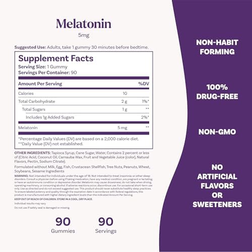 Natrol, Melatonin Gummies, Strawberry, 5 mg, 90 Gummies
