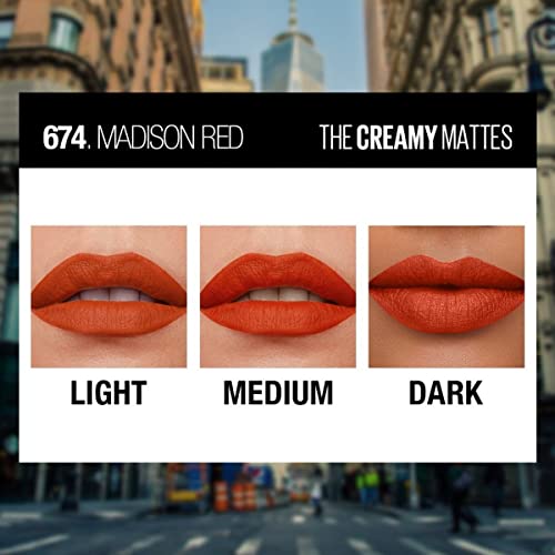 Maybelline New York Color Sensational Creamy Matte Lipstick - Madison Red - 3.9g