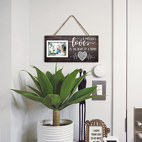 Yudarte Rustic Wood Picture Frame - "A Mother's Love" Hand String Art Gift for Mom