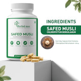 Herbal Max Safed Musli Capsules - Boost Energy, Stamina & Immunity Naturally, 800mg 60 Caps