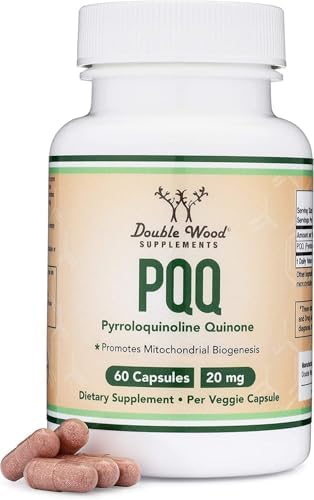 PQQ Supplement - 20mg, 60 Capsules (Pyrroloquinoline Quinone) Promotes Mitochondria ATP Coenzyme Levels, Energy Optimizer and Sleep Support (Non-GMO, Gluten Free, Vegan Safe) by Double Wood