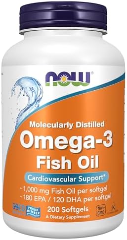 Now Foods Supplements Omega 3 180 Epa 120 Dha Molecularly Distilled Cardiovascular Support 200 Softgels