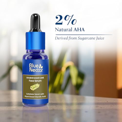 Blue Nectar AHA Exfoliator with Plant-Based Glycolic Acid | 10-Minute Facial Peeling Solution (14 Herbs, 30ml)