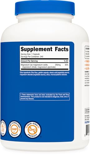 Nutricost Magnesium Complex 250mg - 240 Capsules - High Absorption Formula with Magnesium Oxide, Citrate & Glycinate - Gluten Free & Non-GMO
