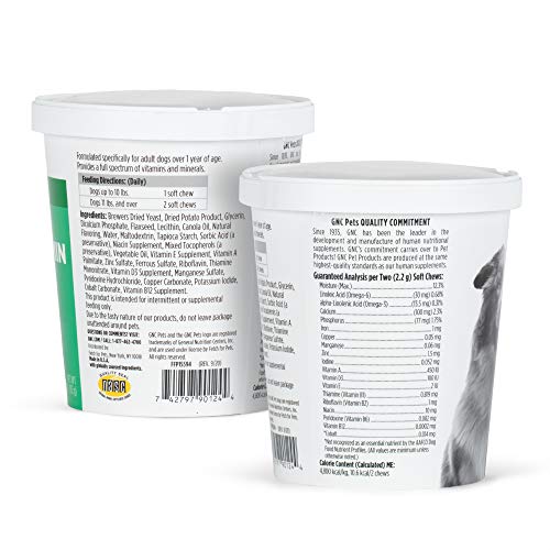 GNC Pets Essentials Dog Multivitamin Soft Chews with Salmon Oil, 60 Count