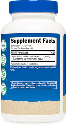 Nutricost Organic Reishi Mushroom Capsules 1500mg - 60 Servings